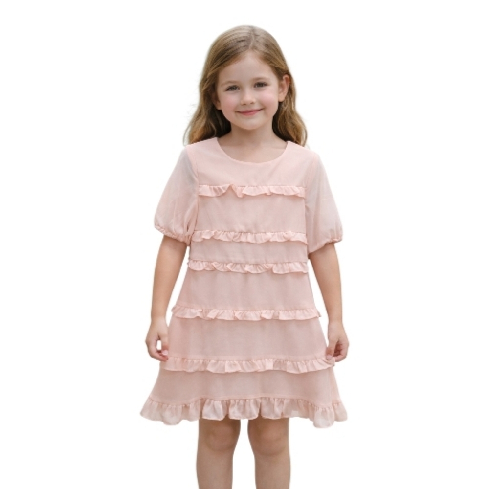 Gianni Bini Girls Formal Tiered Ruffle Dress Size 6 Blush